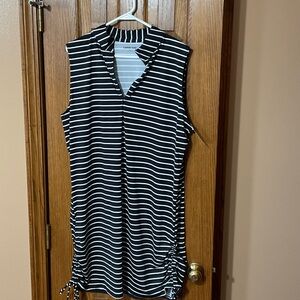 Lands' End Black and White Striped Dress